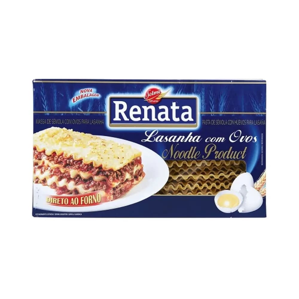 Massa para lasanha renata com ovos pacote 500g