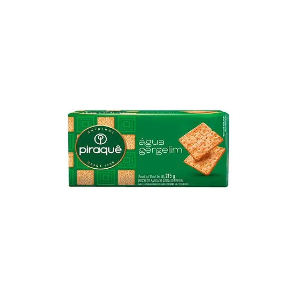 Biscoito agua com gergelim piraque pacote 215g