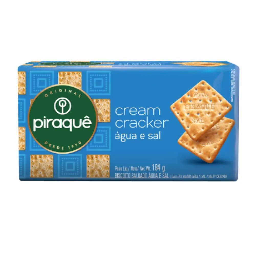 Biscoito salgado de agua e sal piraque 184g