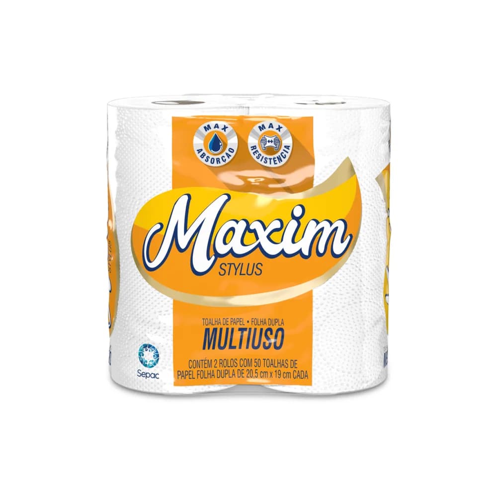 Papel toalha branco maxim stylus 50 folhas
