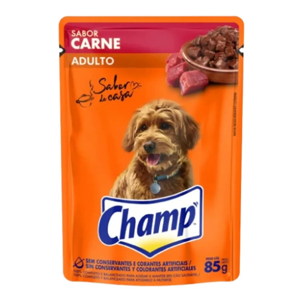 Racao umida para caes adultos sabor frango champ 85g