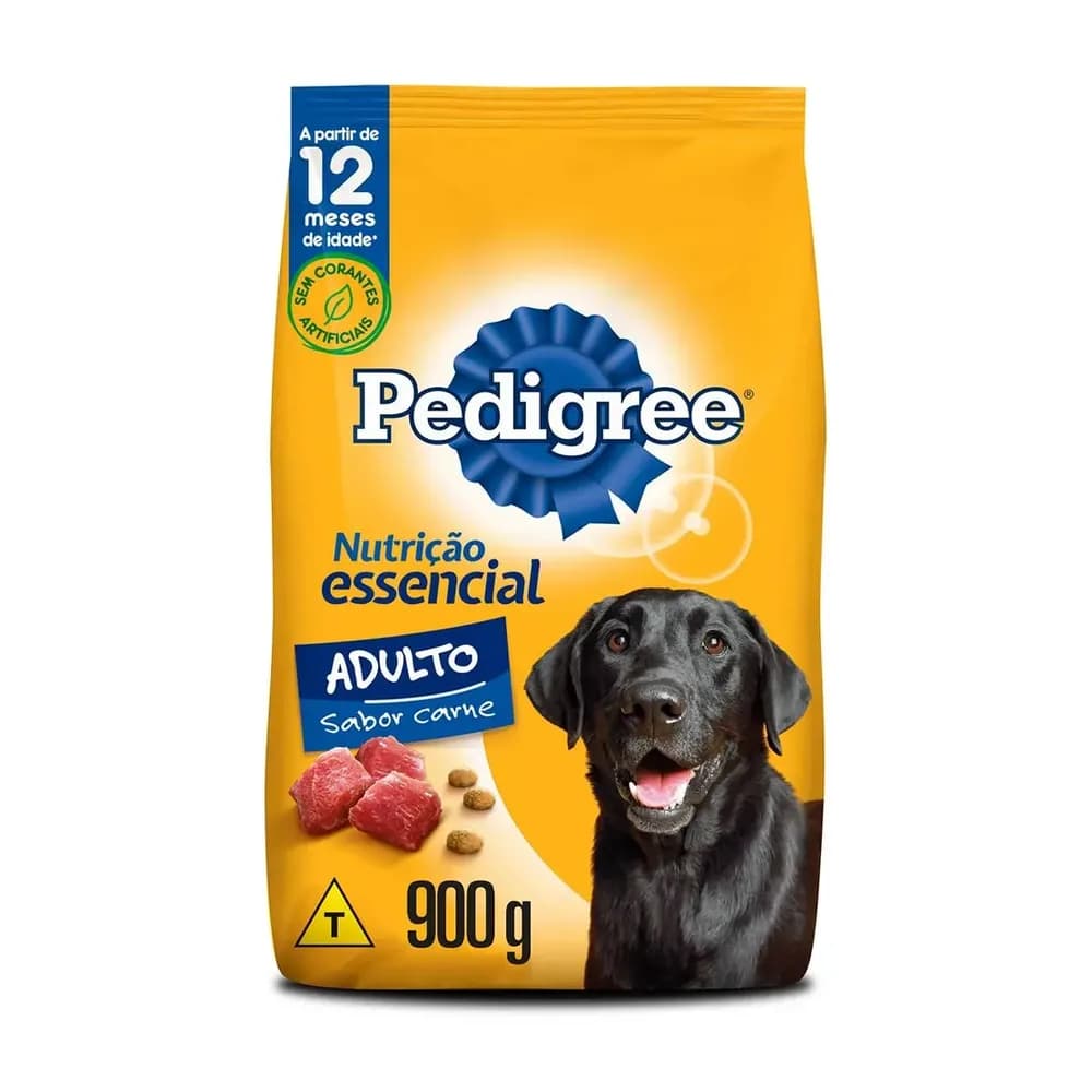 Racao para caes adultos nutricao essencial sabor carne pedigree 900g