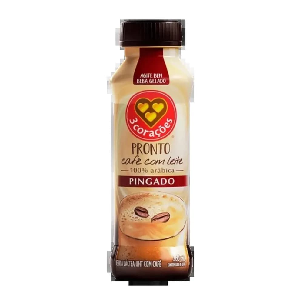 Bebida lactea cappuccino cafe com leite 3 coracoes 260ml
