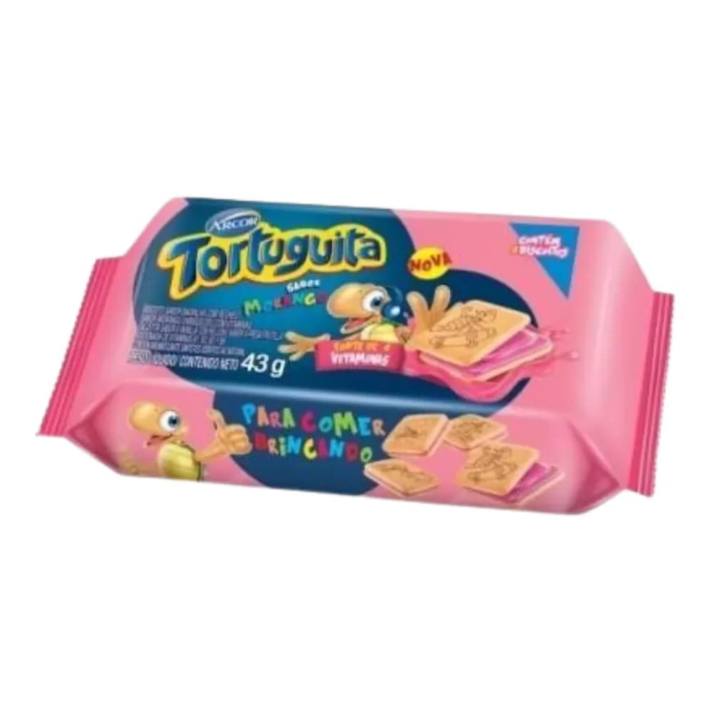 Biscoito recheado sabor morango tortuguita 43g