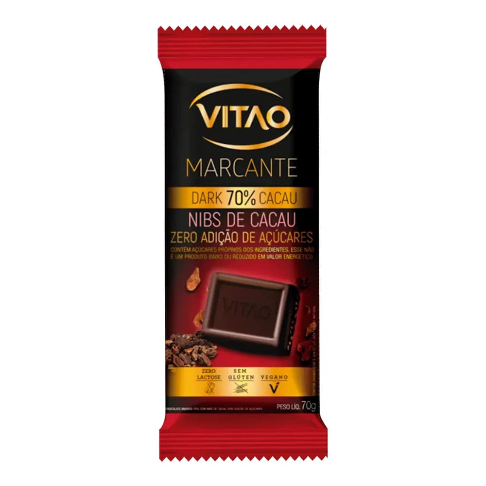 Chocolate marcante dark nibs 70% zero vitao 70g