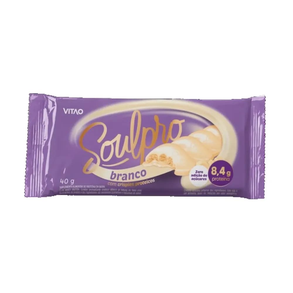 Chocolate proteico branco soulpro zero vitao 40g