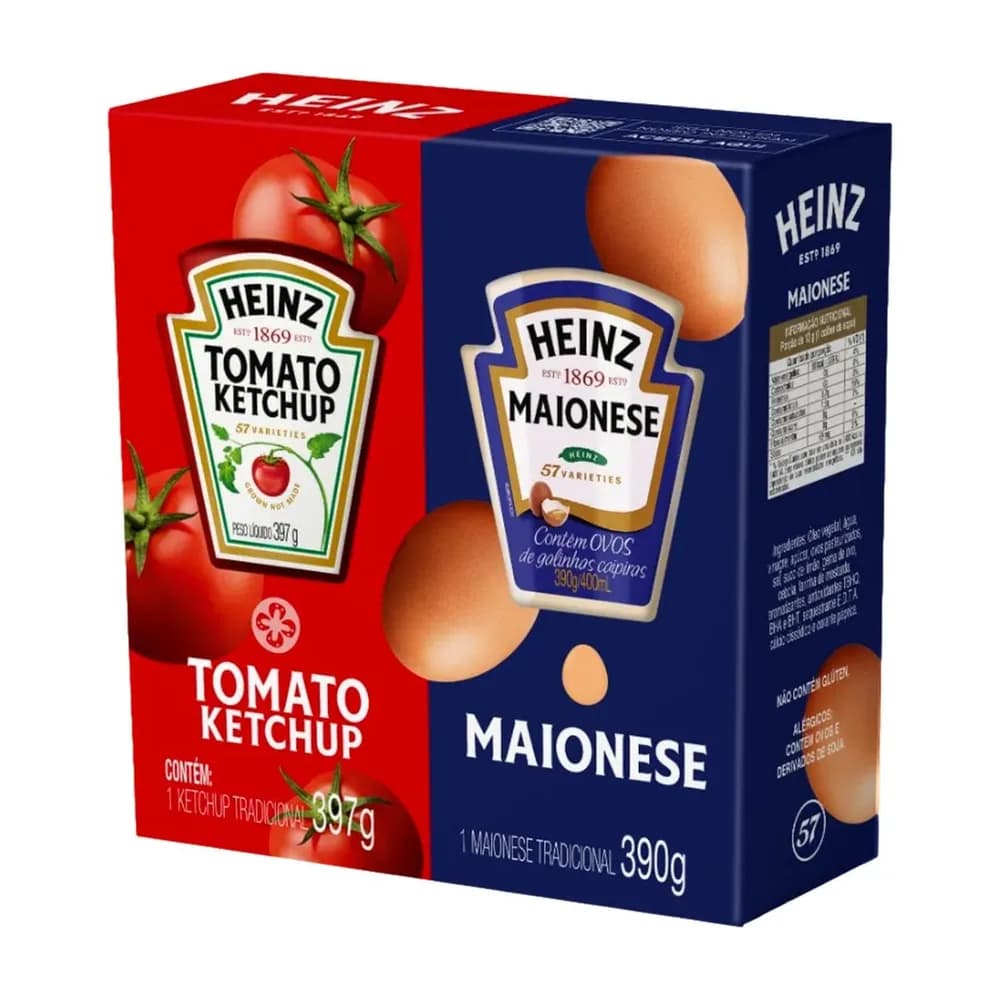 Ketchup trad 397g e maionese heinz 390g