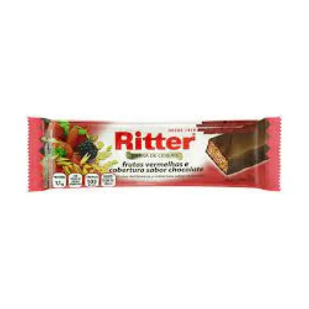 Barra de cereal frutas vermelhas cobertura chocolate ritter 25g