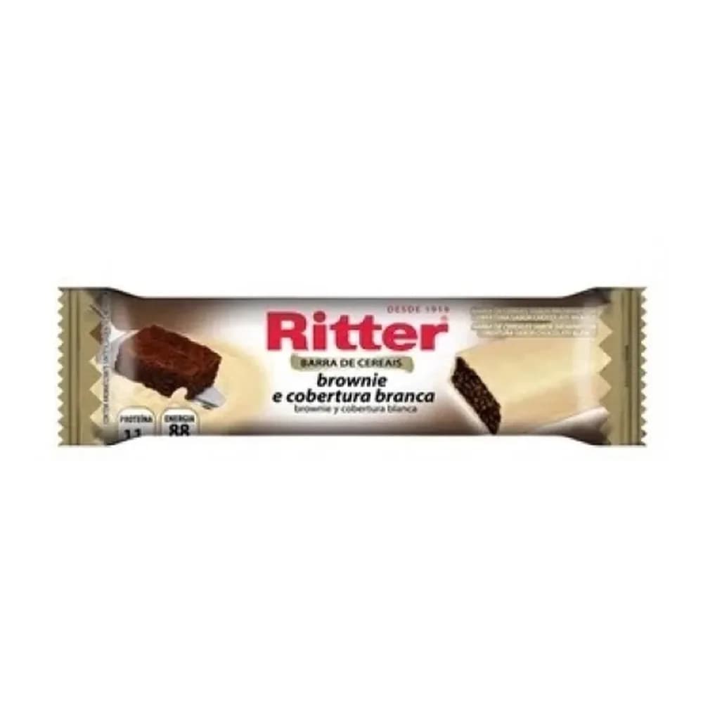 Barra de cereal ritter brownie com cobertura branca embalagem 20g