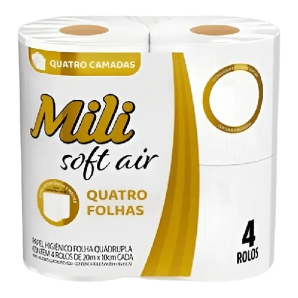 Papel higienico quatro folhas soft air mili 20m com 4