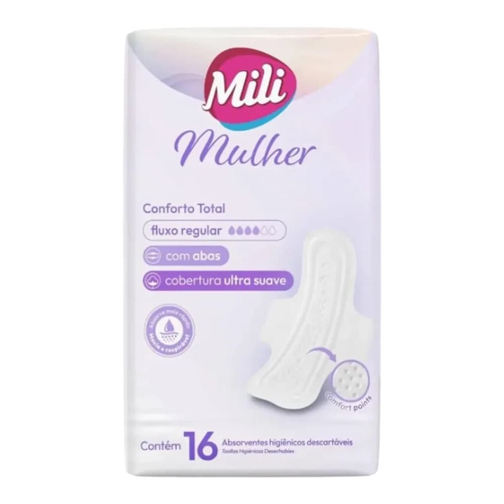 Absorvente mulher conforto total c/abas mili c/16