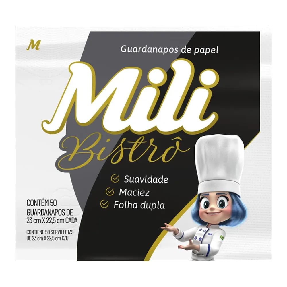 Guardanapo de papel bistro branco mili 23.0cm x 22.5cm