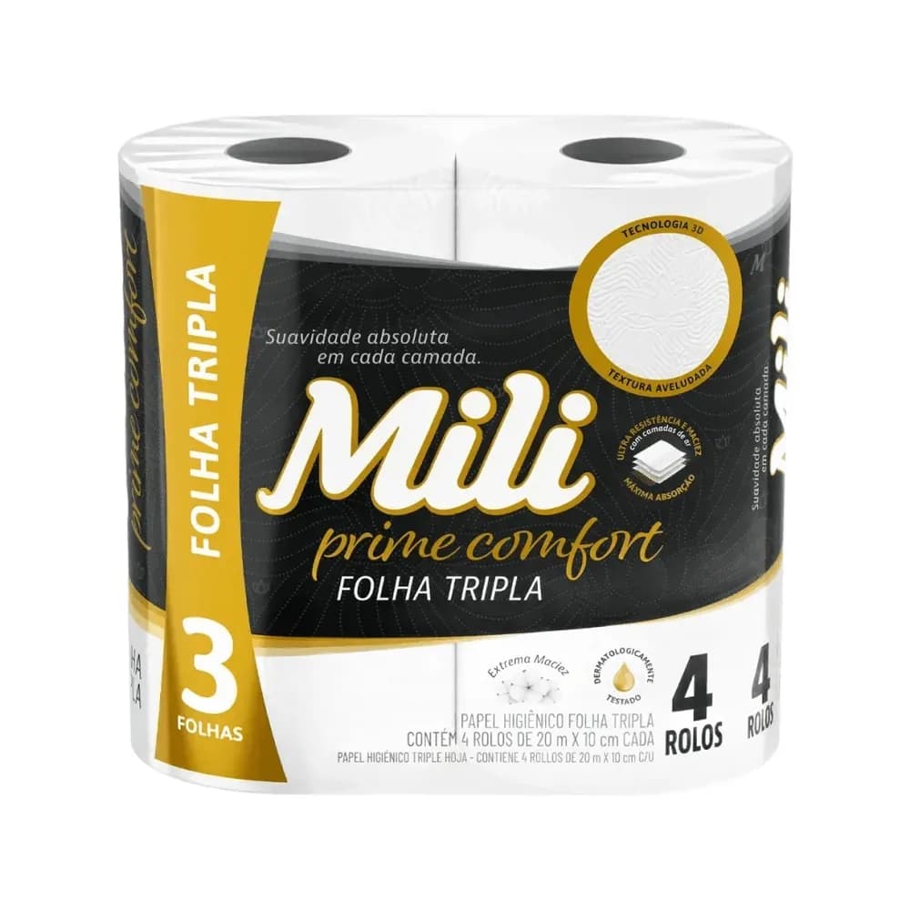 Papel higienico tripla prime 4x20m mili 4 rolos