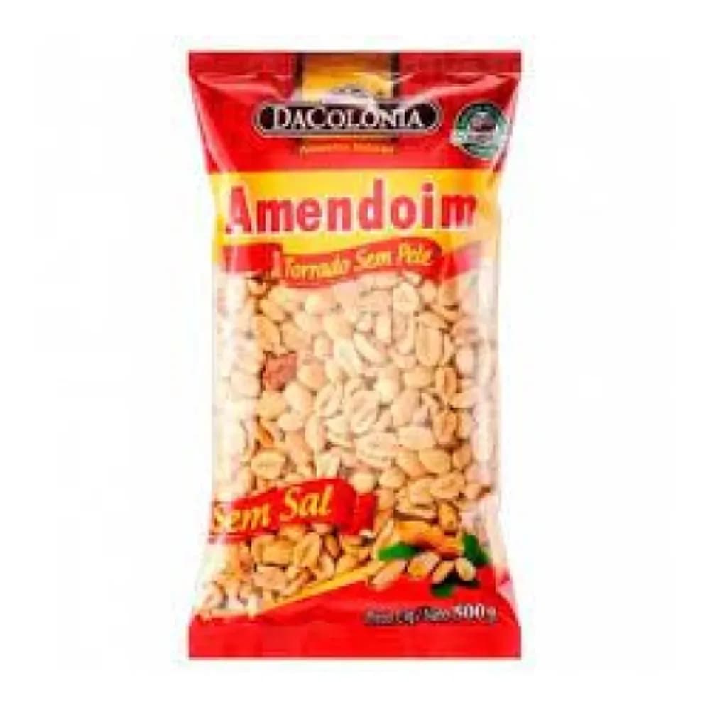 Amendoim dacolonia torrado sem pele pacote 500g