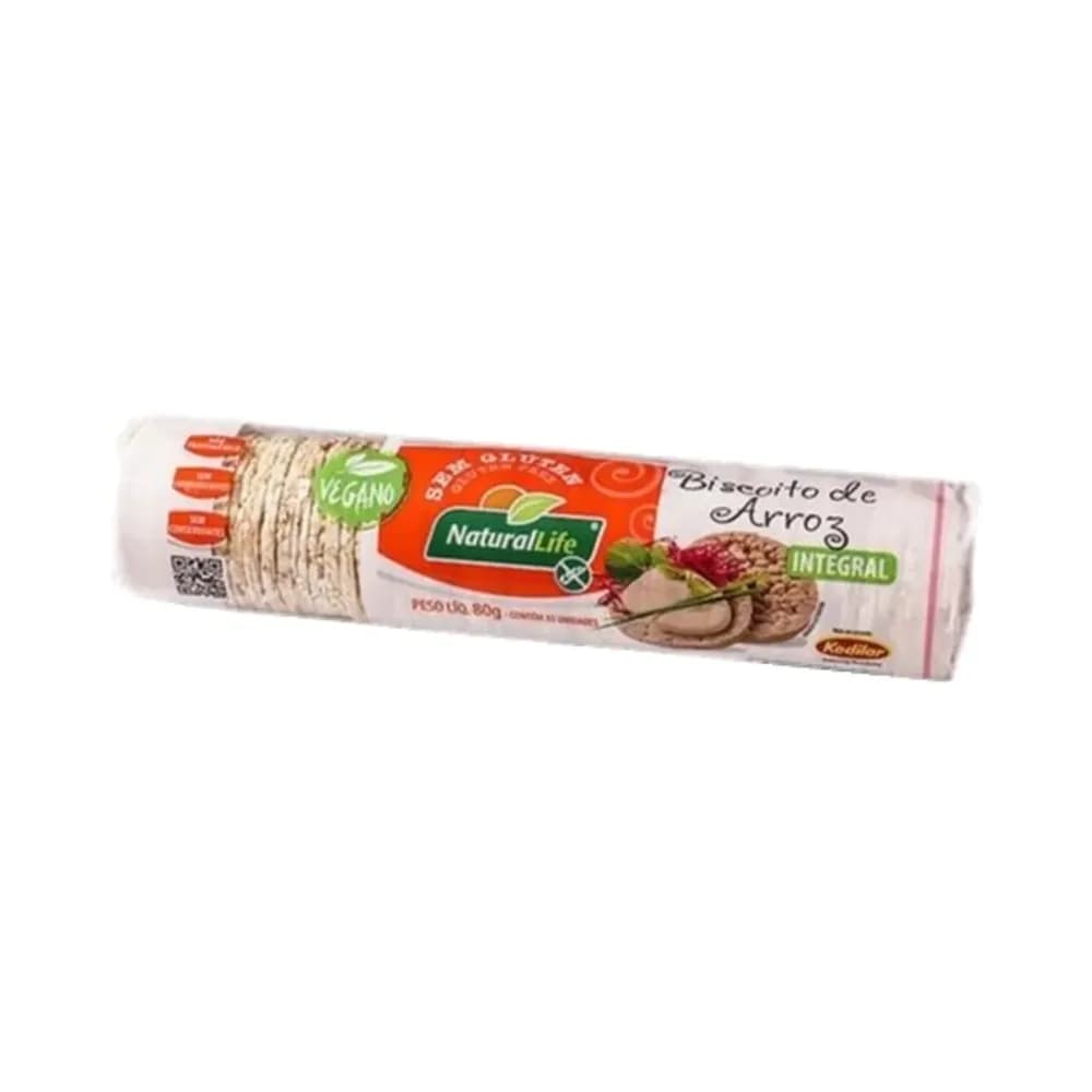 Biscoito de arroz integral sem gluten natural life 80g