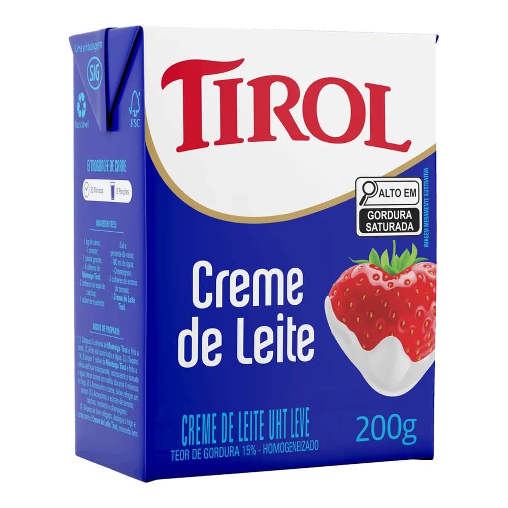 Creme de leite tirol caixa 200g