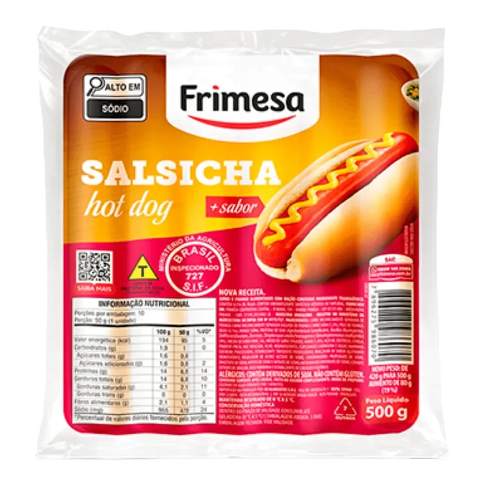 Salsicha 500g resfriada frimesa hot dog