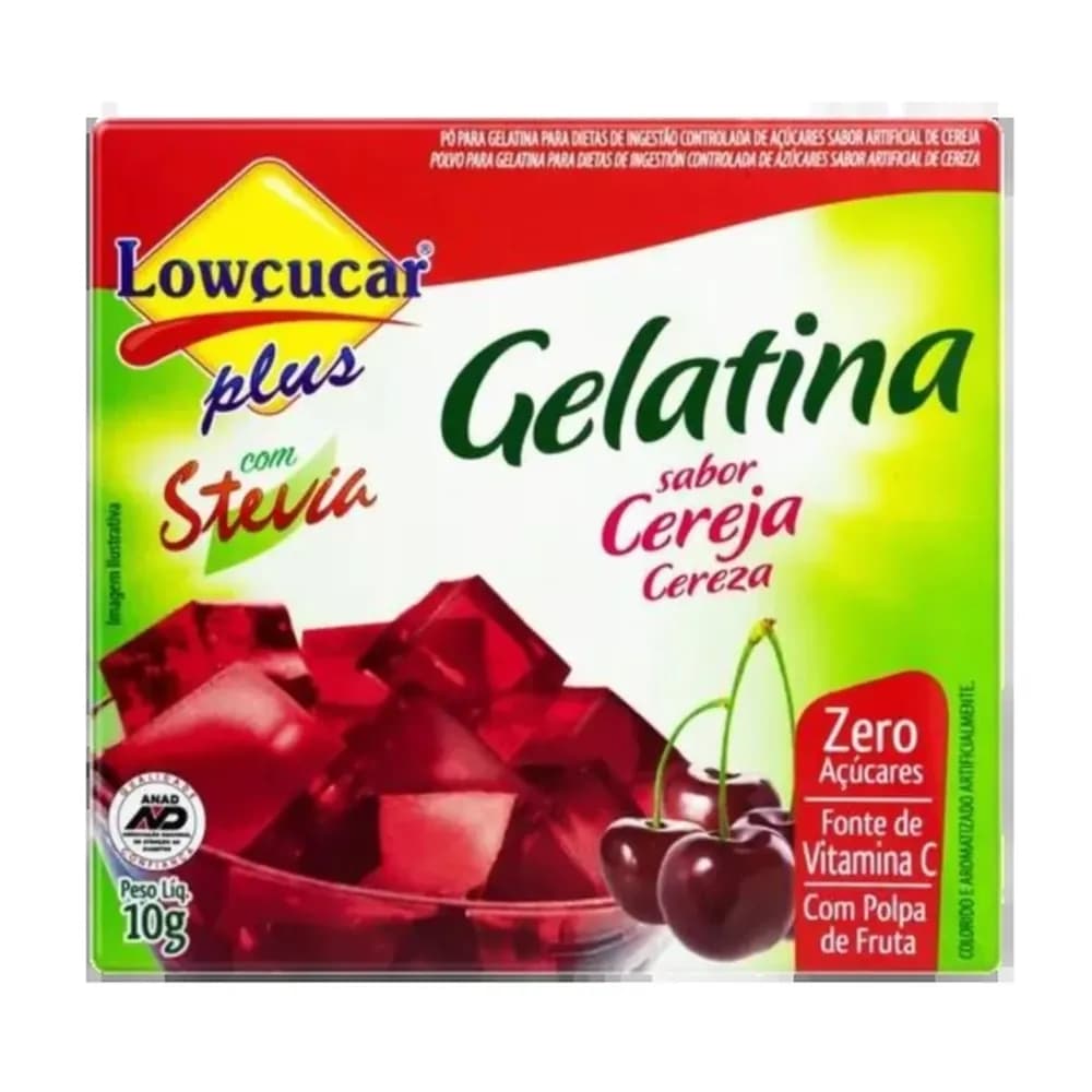 Gelatina sabor cereja lowcucar 10g