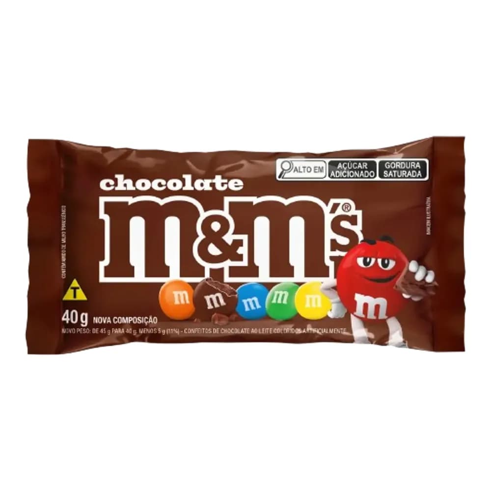 Confeito de chocolate ao leite tradicional m&ms pacote 40g