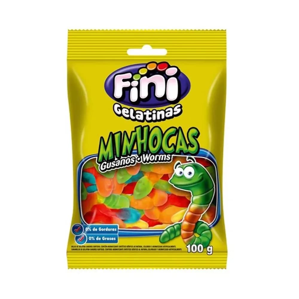 Bala gelatina minhocas brilho fini 90g