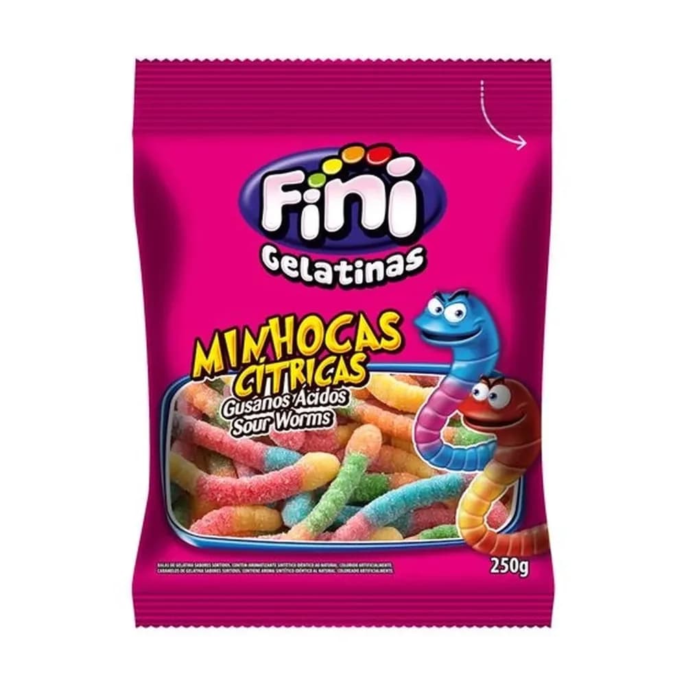 Bala de gelatina minhocas citricas fini 80g
