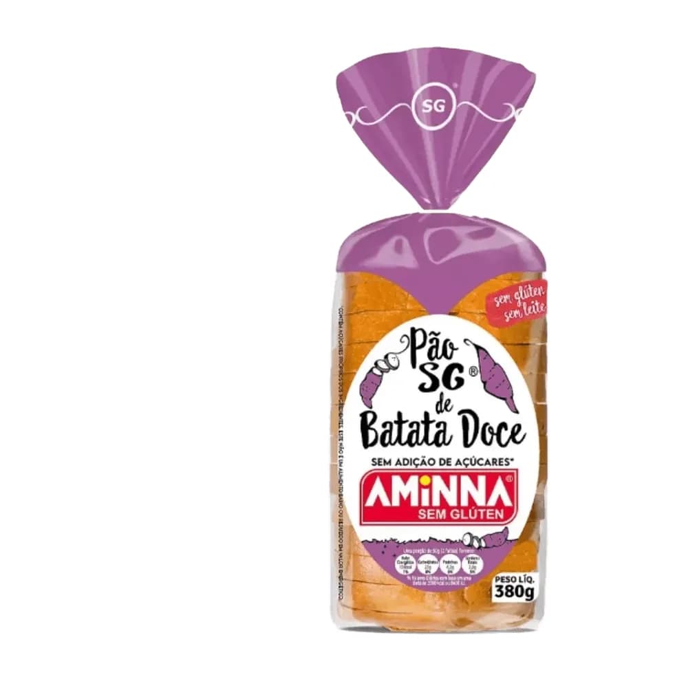 Pao s/ glutem e s/ acucar batata doce aminna 380g