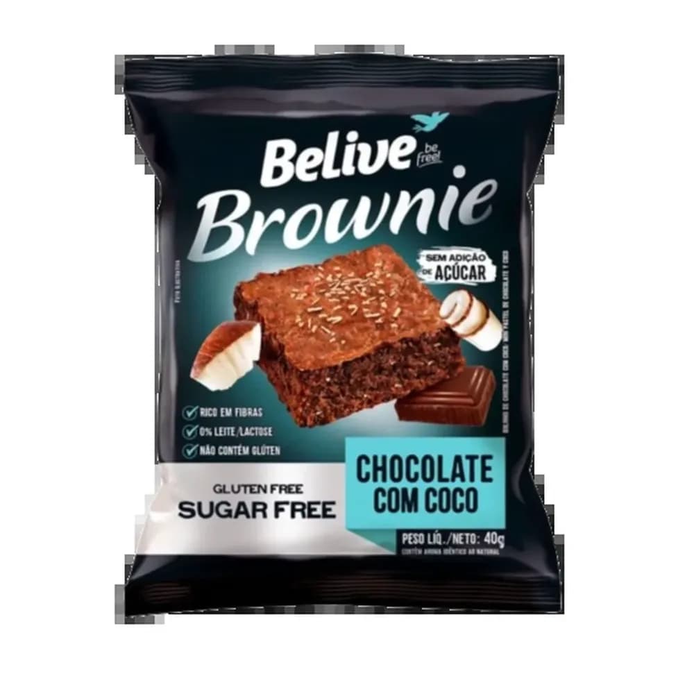 Brownie de chocolate com coco sem gluten belive 40g