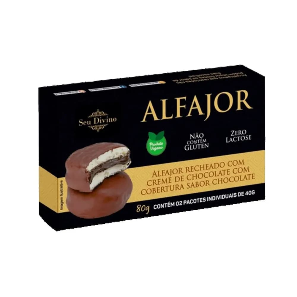 Alfajor branco com recheio de chocolate vegano seu divino 40g