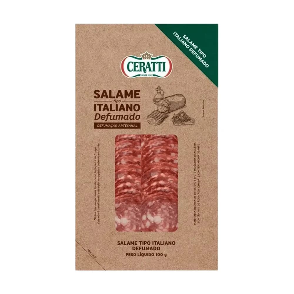 Salame italiano defumado fatiado ceratti 100g