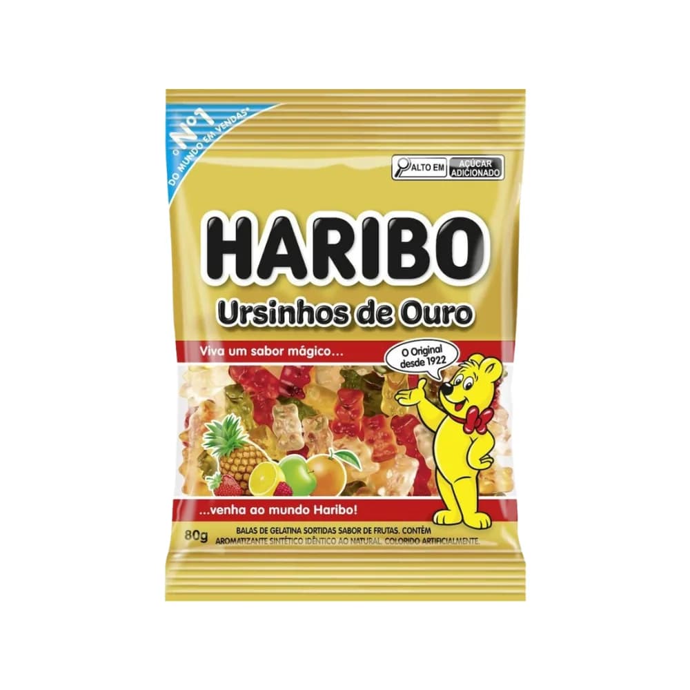 Bala de gelatina frutas ursinhos de ouro haribo 80g