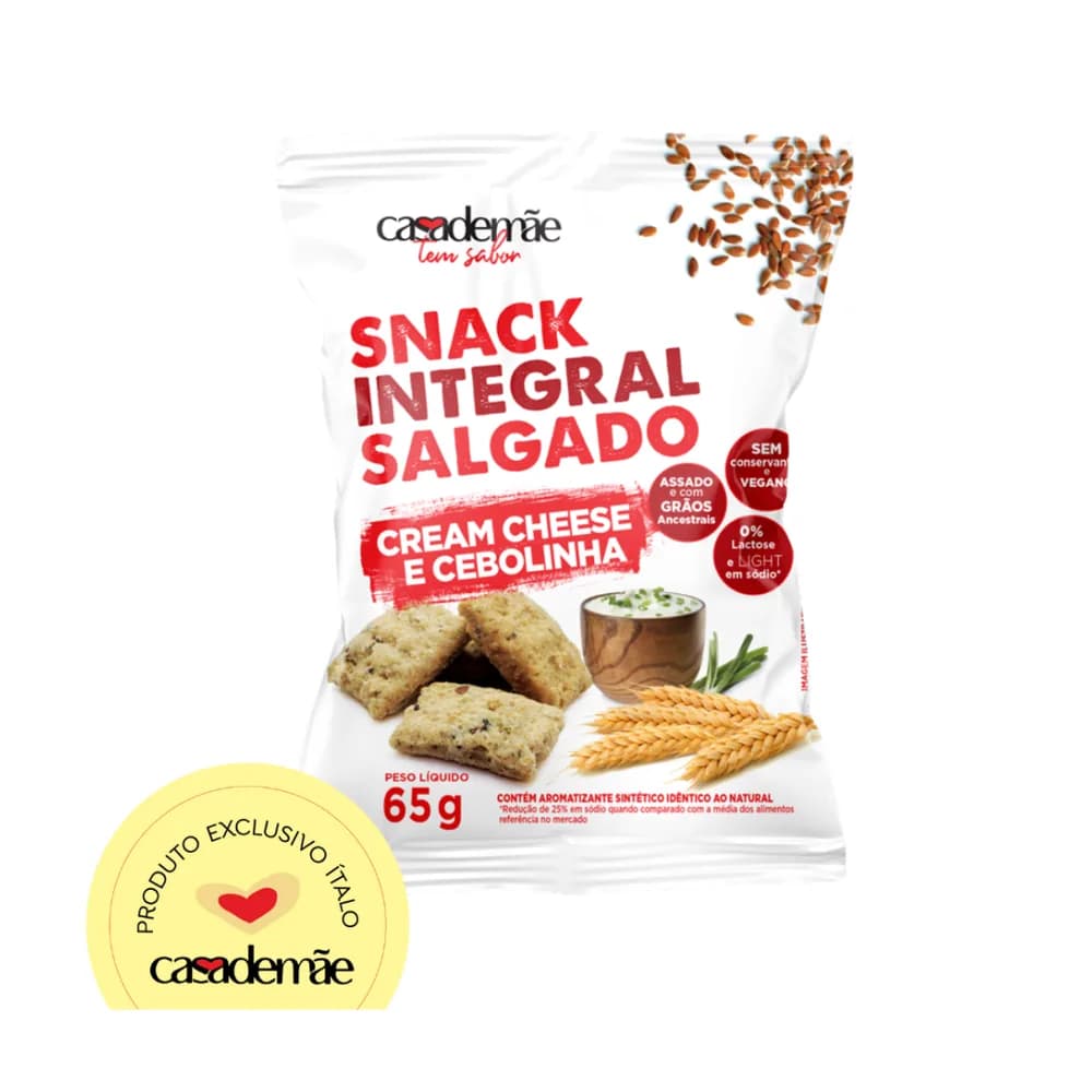 Snack integral de cream cheese com cebolinha casa de mae 65g