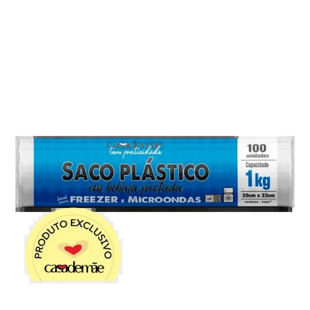 Saco plastico bobina picotada freezer e microondas 2l casa de mae 100un
