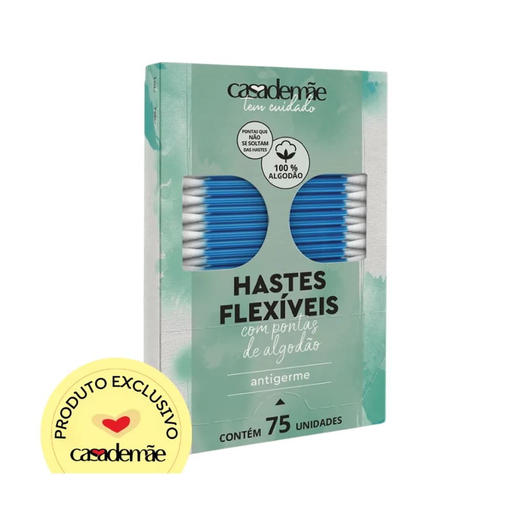 Cotonete hastes flexiveis de algodao casa de mae com 75un
