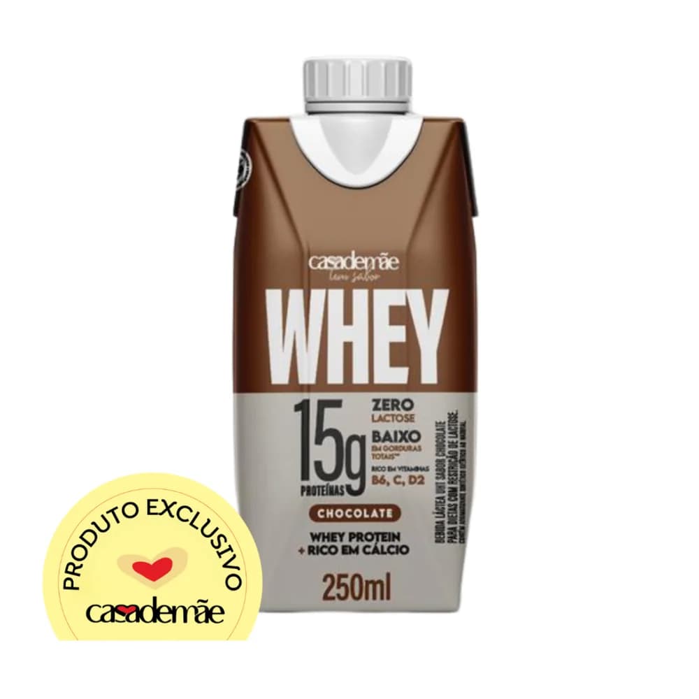 Bebida lactea com whey protein sabor chocolate casa de mae 250ml