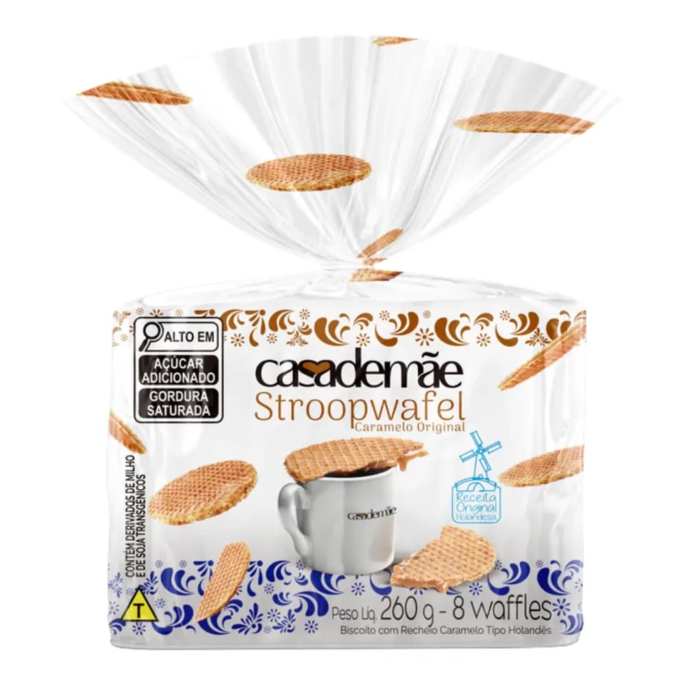 Biscoito wafer sabor caramelo casa de mae 260g