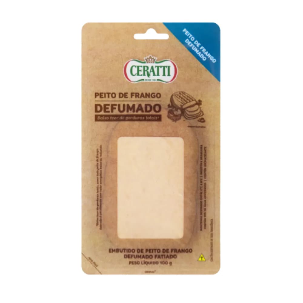 Peito de frango defumado fatiado ceratti 100g