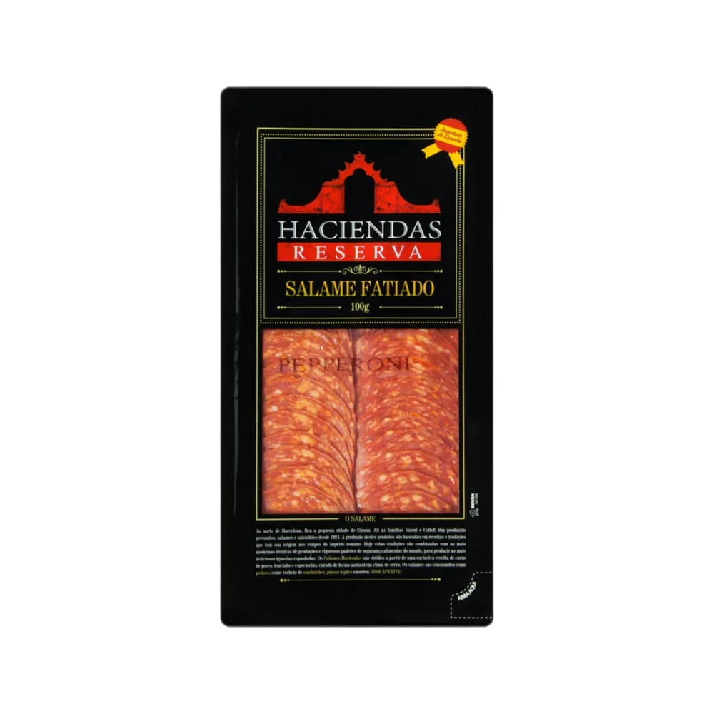 Salame pepperoni haciendas fatiado embalagem 100g