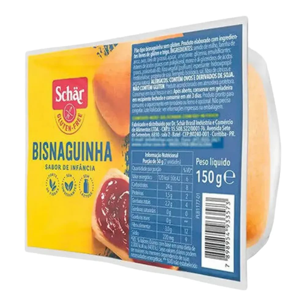 Pao bisnaguinha sem gluten zero lactose schar 150g