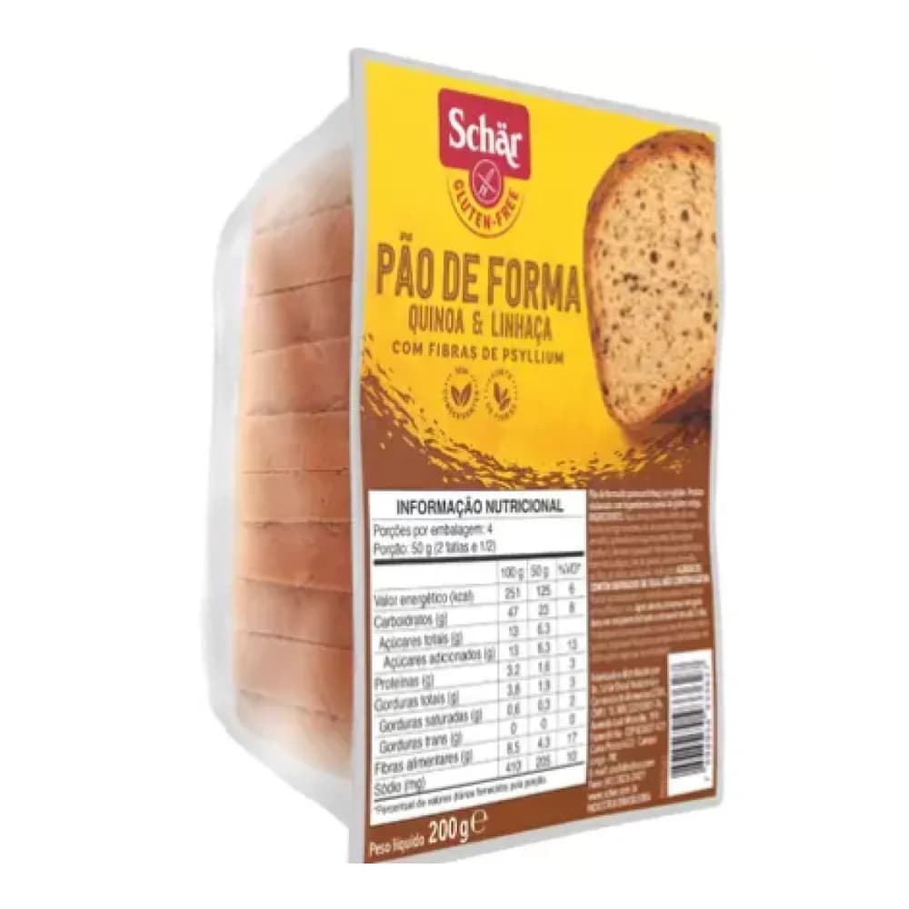 Pao de forma quinoa e linhaca sem gluten schar 200g