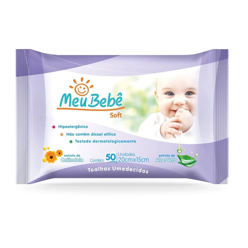 Toalha umedecida meu bebe soft embalagem 50un