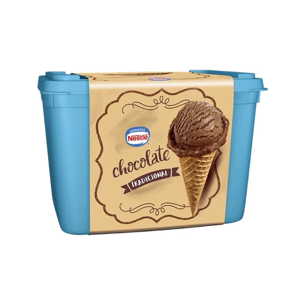 Sorvete sabor chocolate tradicional nestle pote 1,5l