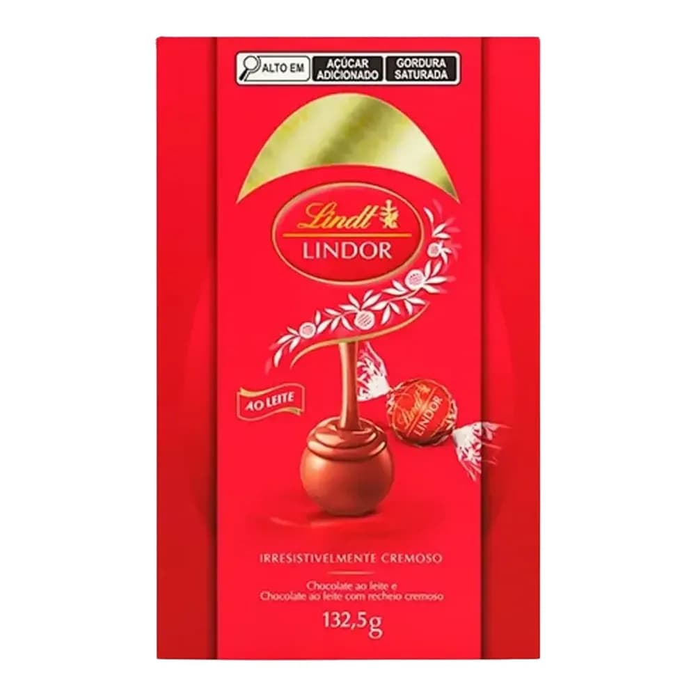 Ovo de pascoa ao leite com recheio de trufa de chocolate ao leite cremoso lindor lindt 132,5g
