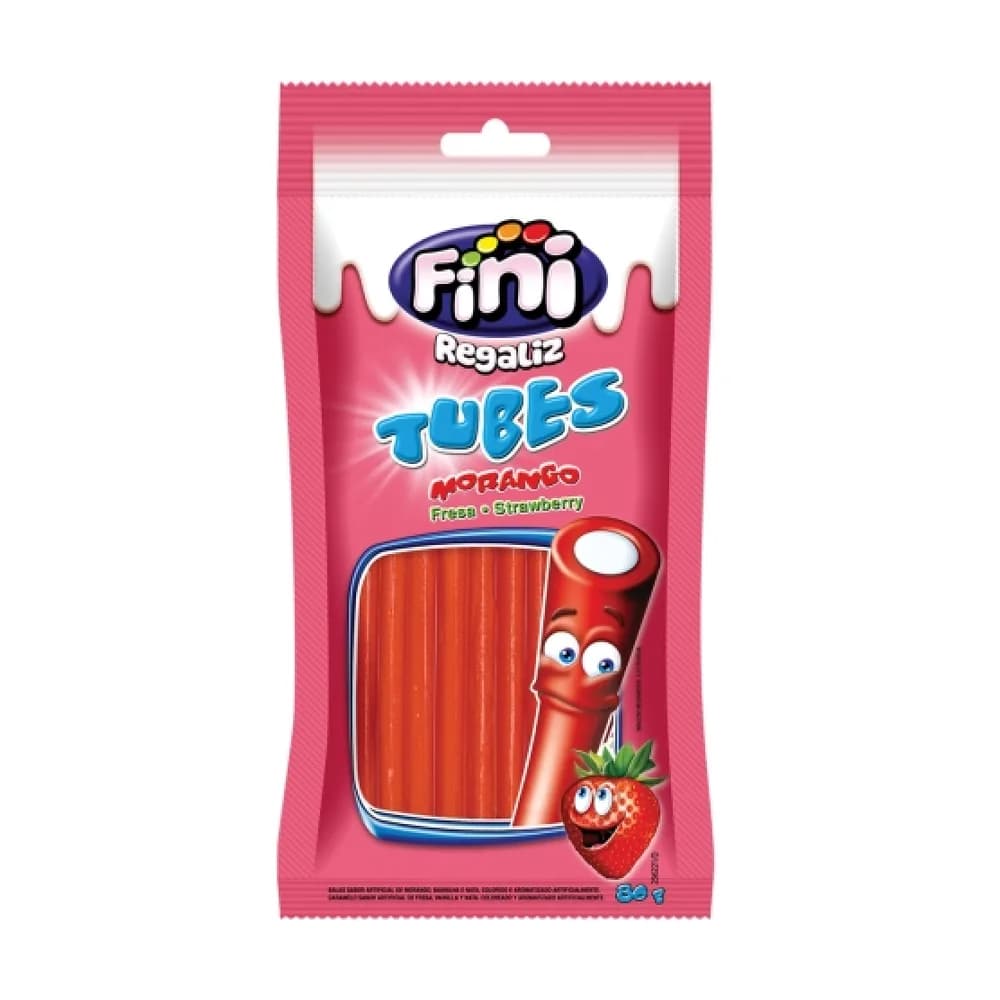 Bala de gelatina tubes sabor morango fini 80g