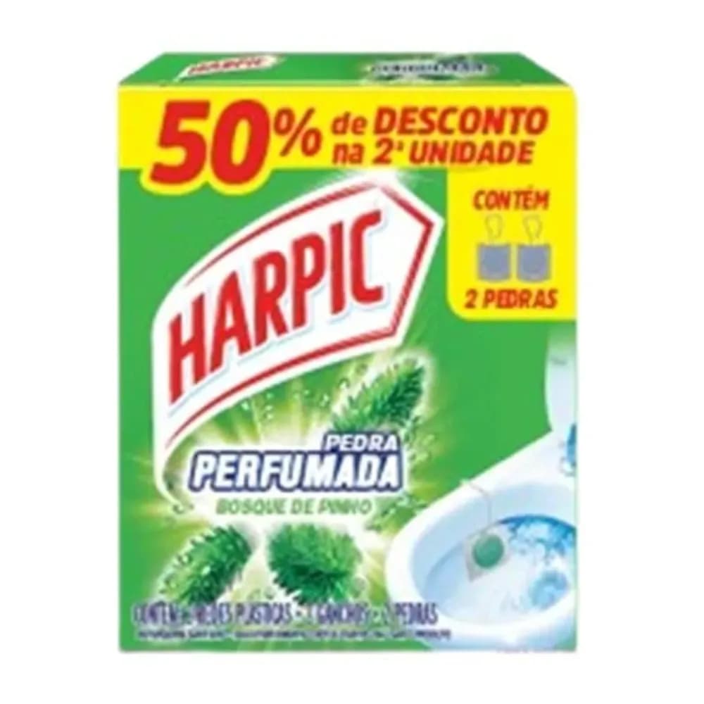 Detergente sanitario pedra perfumada bosque de pinho harpic 2un