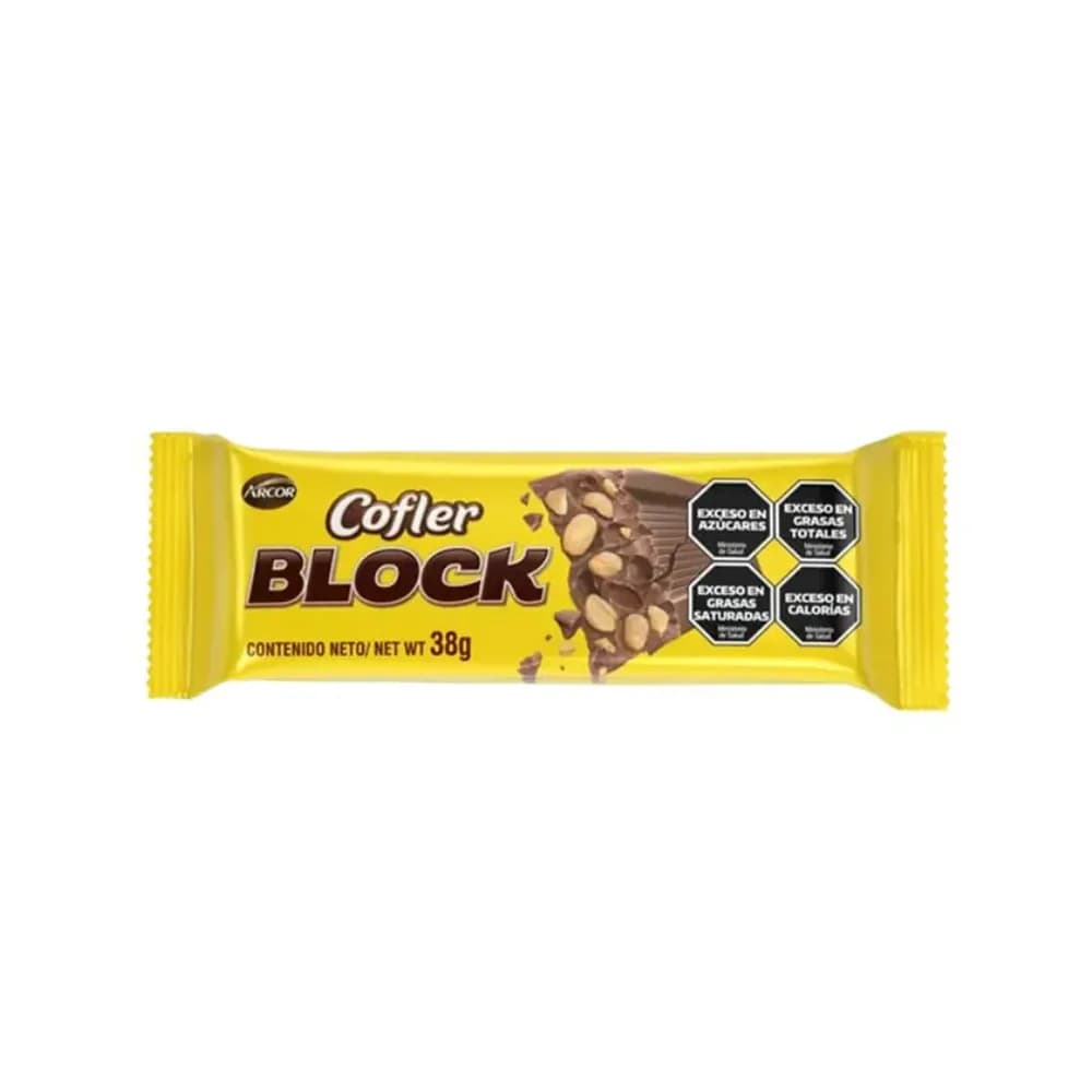 Chocolate barra block chocolate c/amendoim arcor 38g