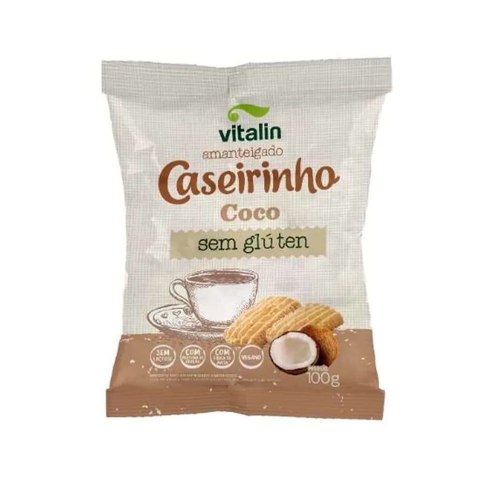Biscoito caseirinho amanteigado com coco sem gluten vitalin 100g