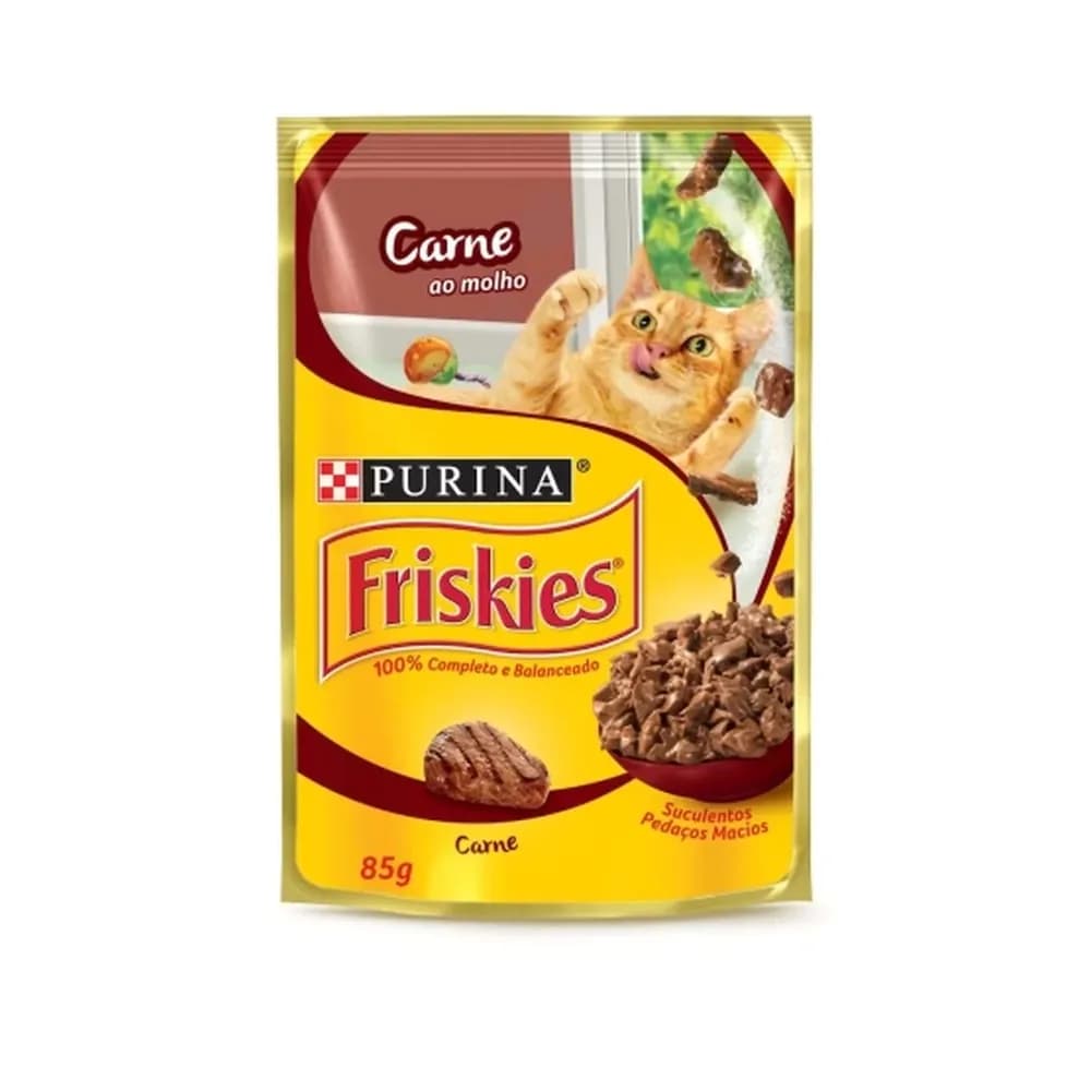 Racao para gato carne ao molho friskies 85g