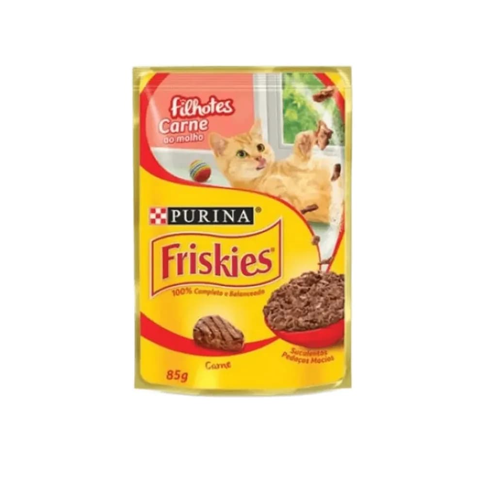 Racao para gato filhotes sabor carne ao molho friskies 85g