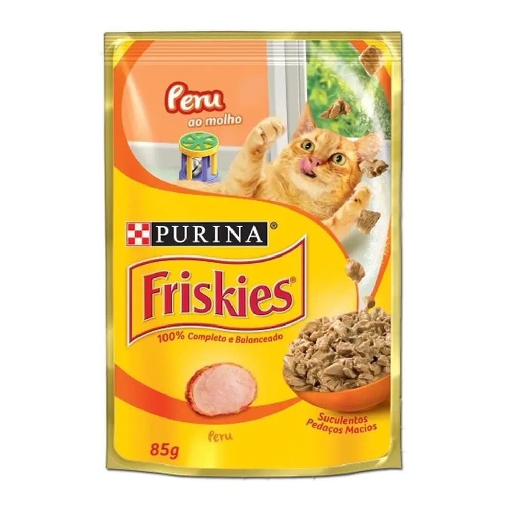Racao umida para gatos adultos sabor peru ao molho friskies 85g