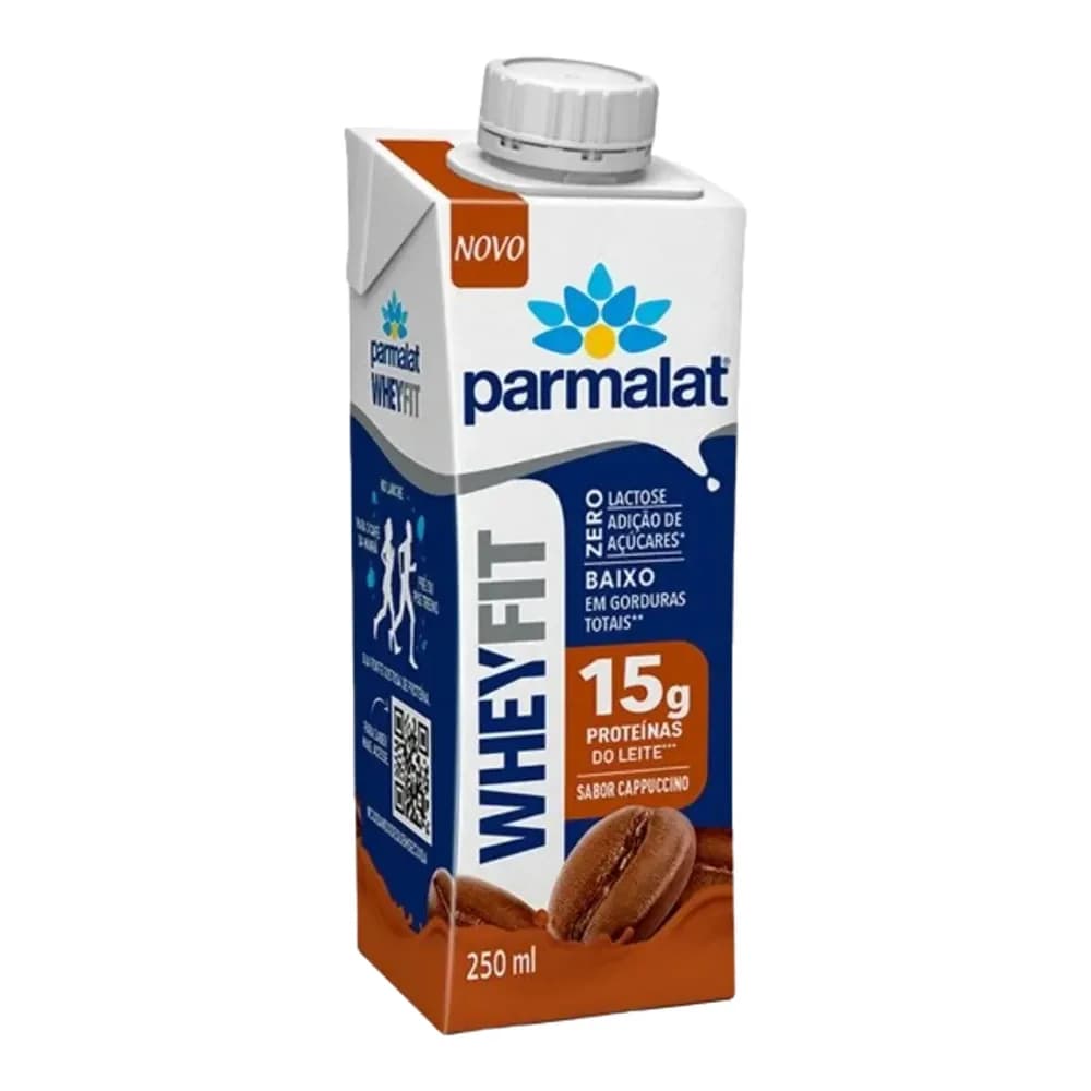 Bebida lactea uht cappuccino zero lactose wheyfit parmalat 250ml